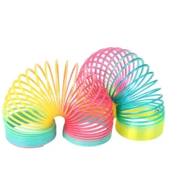 Colorful Rainbow Circle Fun Magic Long Plastic Spring Loop Toy 15/30cm Early Development Education Folding Children's Creativity