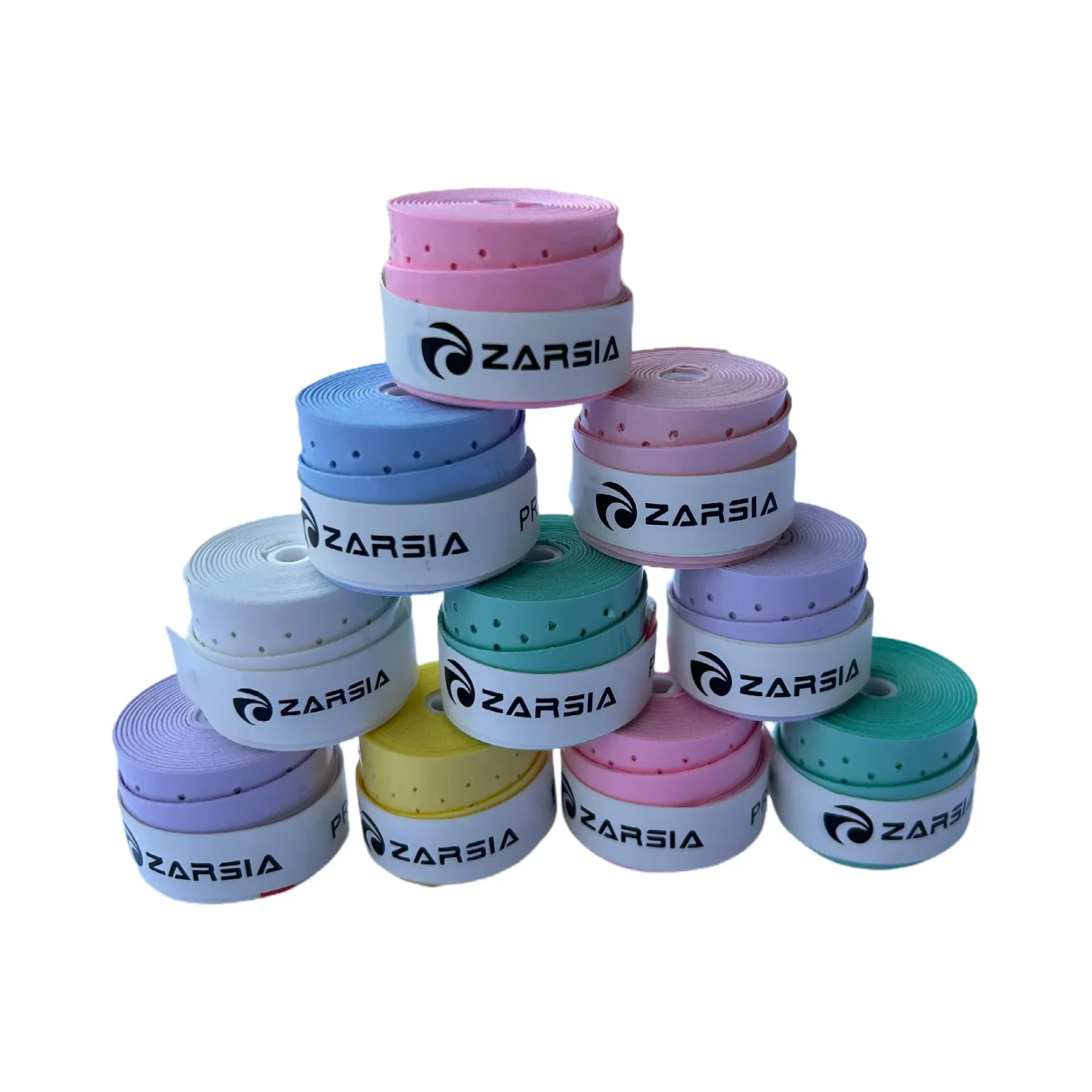 60個入り-zarsia-釣り竿、バドミントンラケット、野球バット用オーバーグリップ、ラミネート加工された穴あき滑り止めグリップテープ