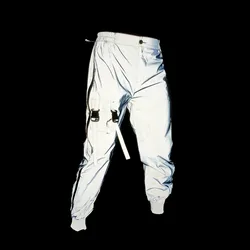 Holographic Reflective Rave Cargo Pants Streetwear Unique Men's Reflective Rave Bottoms Festival Fit