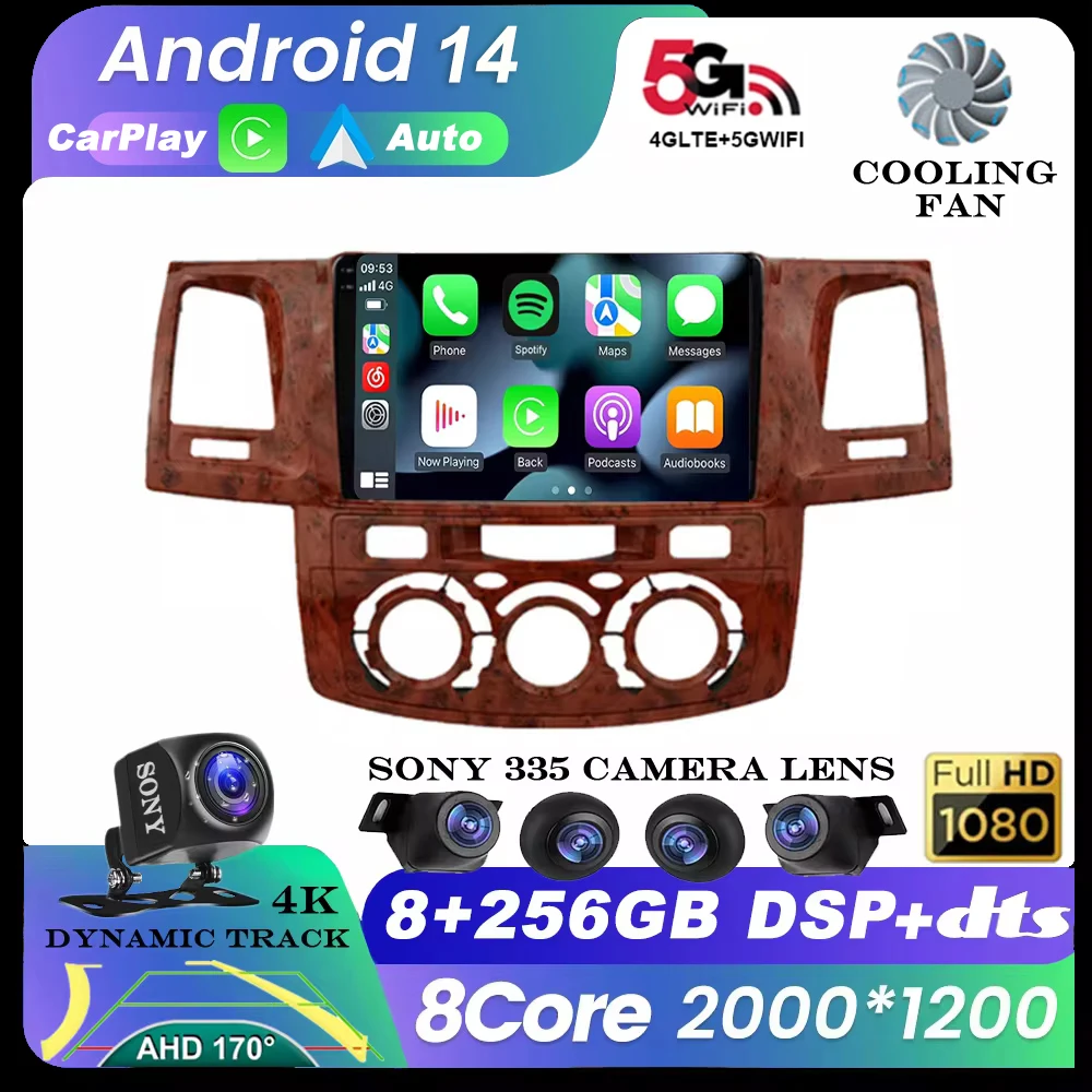 

Android 14 Auto Radio For Toyota Fortuner HILUX Revo Vigo 2007-2015 Stereo Car Multimedia Video Player Carplay GPS WIFI+4G QLED