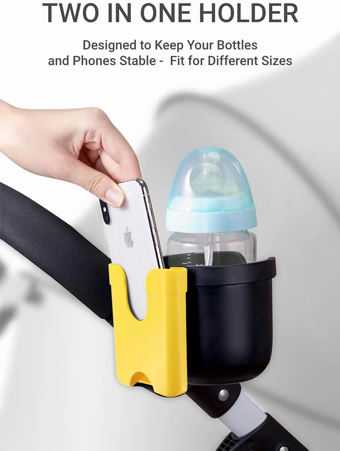 2-in-1 Stroller Cup Holder with Phone Holder Universal Cup Holder for Strollers Baby Stroller Accessories for Buggy Pushchair