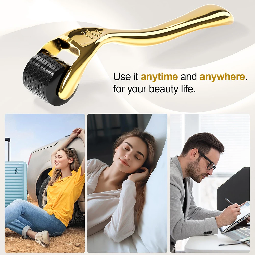 540 Titanium Derma Roller para barba, Microneedling Roller para homens e mulheres, Gold Hair Roller, 0.25mm