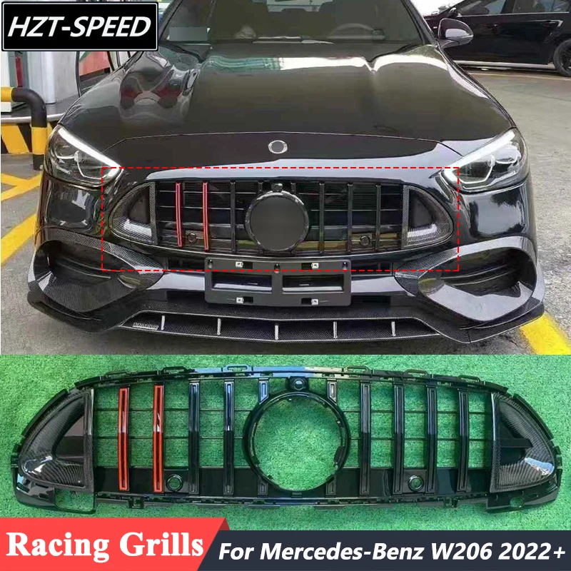 Carbon Fiber Front Bumper Racing Grills Honeycomb Grill Für Mercedes-Benz W206 Tuning 2022 Up
