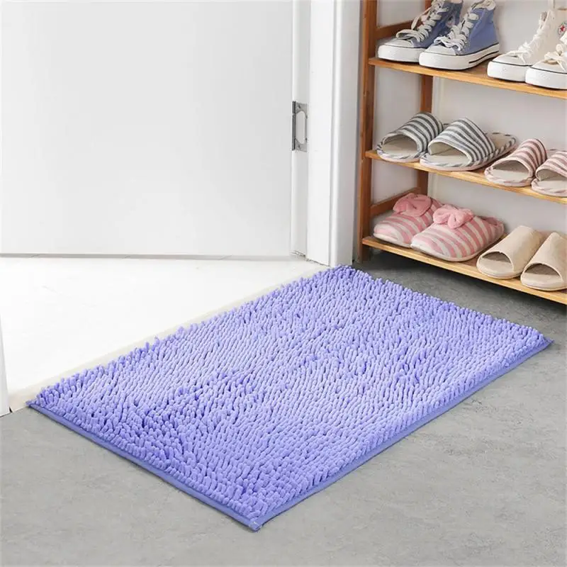 Soft And Absorbent Household Chenille Shower Mat Non Slip Quick Drying Shower Mat Machine Washable Blue Bath Mats 40x60cm