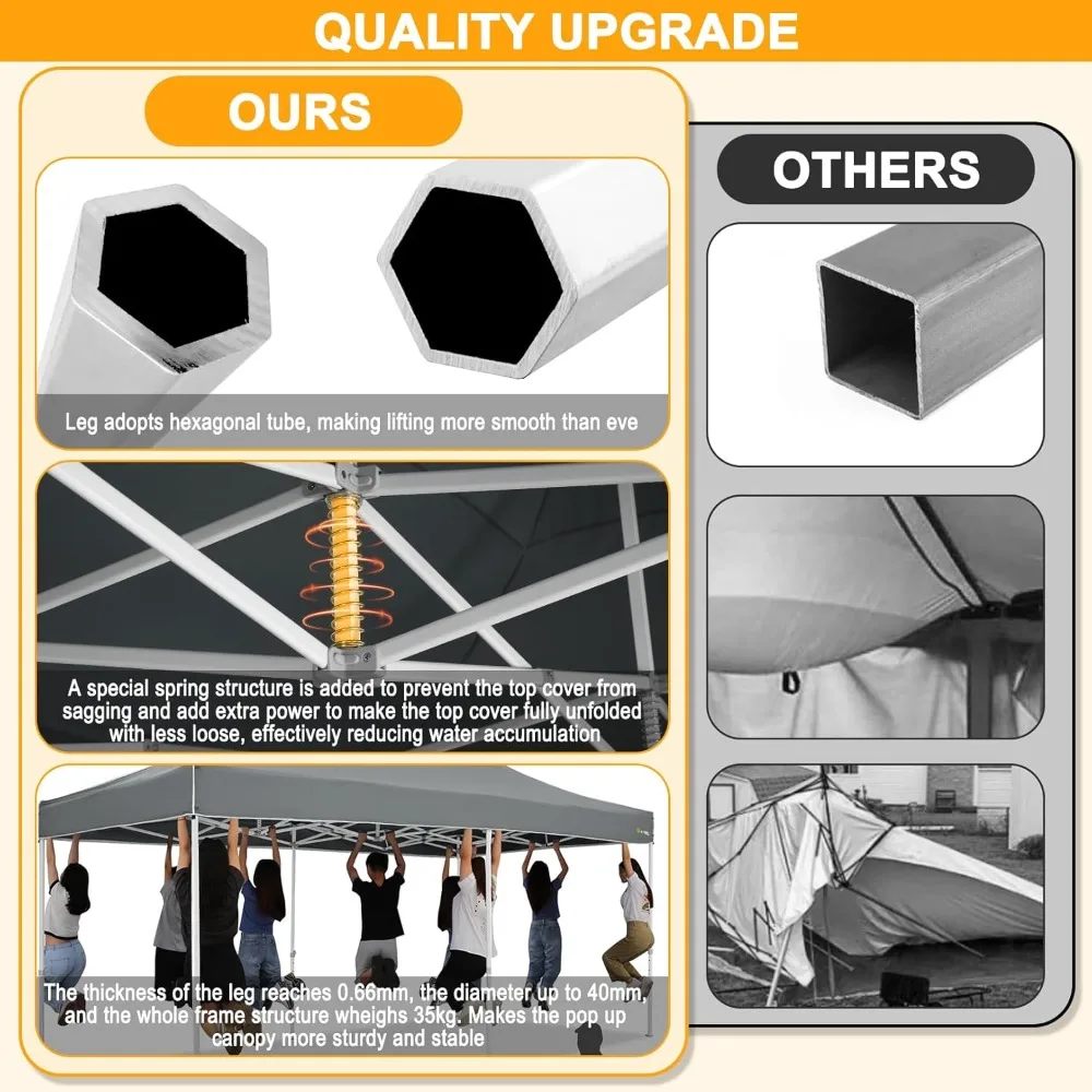 HOTEEL 10x20 Heavy Duty Pop Up Canopy Tent Outdoor Canopy Tents for Parties, Commercial Instant Waterproof Wedding Event Tent wi