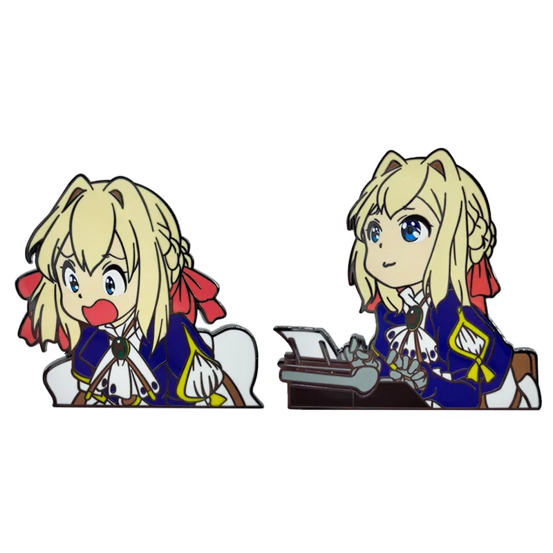 Violet Cute Cartoon Metal Badge Anime Sister Violet Evergarden Brooch Pins