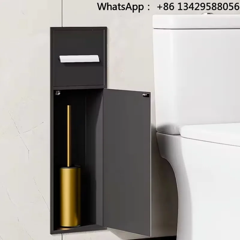No Need Tile SUS304 Modern  Recessed Toilet Cleaner Storage Niche Toilet Brush Set Toilet Paper Niche for Hotels & Home Bathroom
