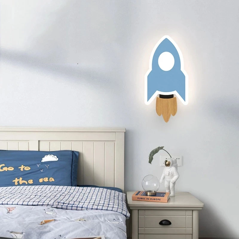 Imagem -02 - Modern Nordic Rockets Led Lâmpada de Parede Lua e Estrela Modelo Iluminação Interior Home Decor Quarto Cabeceira Living Room Sconce