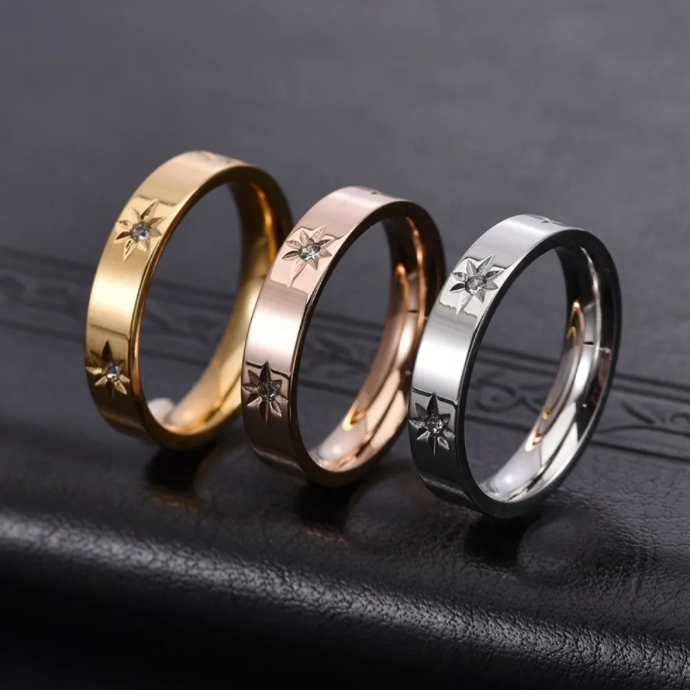 Kolmnsta Neue 4mm Sonnenblume Titan Stahl Ring Für Frauen Vergoldet Kubikzircon, Verlobung, Hochzeit Ringe Paar Schmuck geschenke – Detail 2