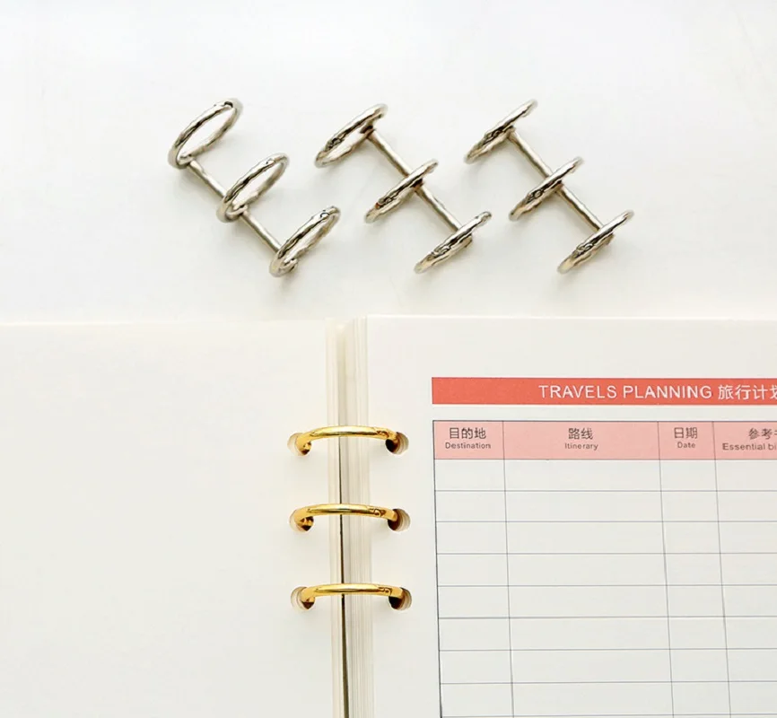 3 Ring Metal Loose Leaf Binders Book Rings Snap Hinged For Diy Travel Diary Photo Album Notebook Binding Spines Combs