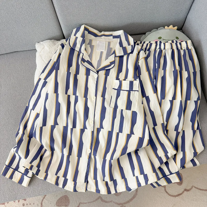 conjunto-de-pijamas-femininos-de-primavera-e-outono-roupa-de-lazer-em-tecido-franzido-conjunto-de-calcas-e-camisa-de-manga-longa