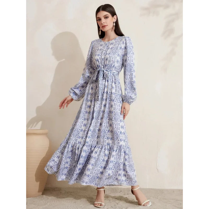 

TOY-eabyMuslim Women's Fashion French Print Dress for Spring and Summer