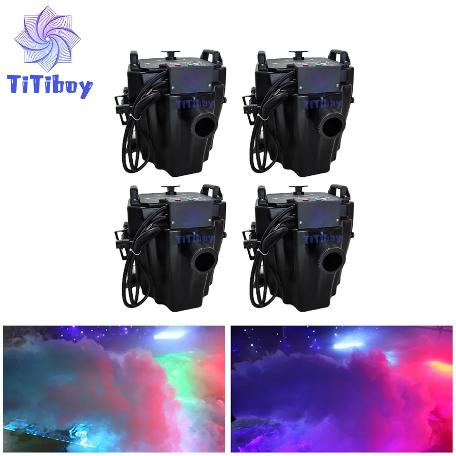 

0 Tax 4Pcs 3500W Dry Ice Fog Machine Low Lying Smoke Machine DJ Party Wedding Concert Equipment Low Lying With Pipe And Nozzle