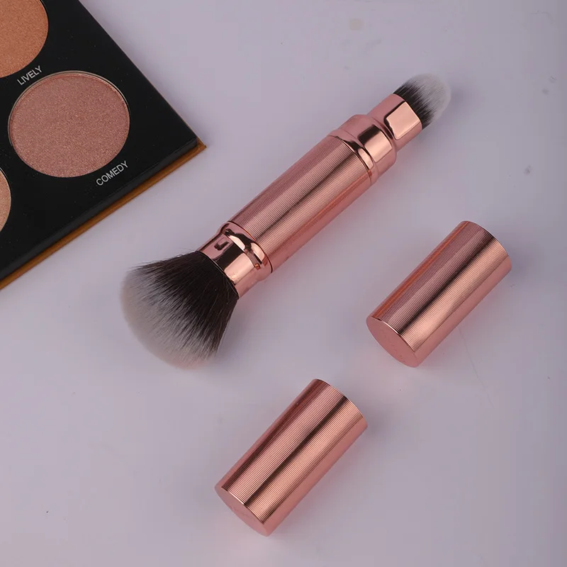 แปรงแต่งหน้าแบบพกพาแบบพับเก็บได้คู่พร้อมแปรงรองพื้นเพื่อความงามแบบคลุม