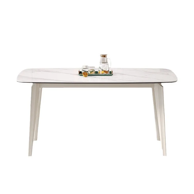 

Solid wood rock slab dining table and chair combination composite tempered glass household small