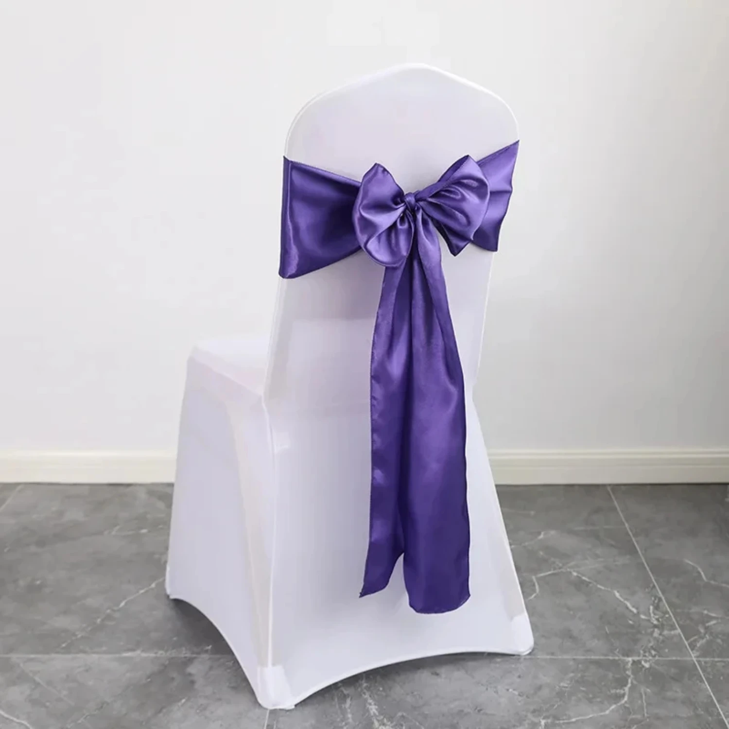 

10pcs/Lot Satin Chair Sashes Bow Wedding Chair Knot Ribbon DIY Ties Party Event Hotel Banquet Chair Decorations