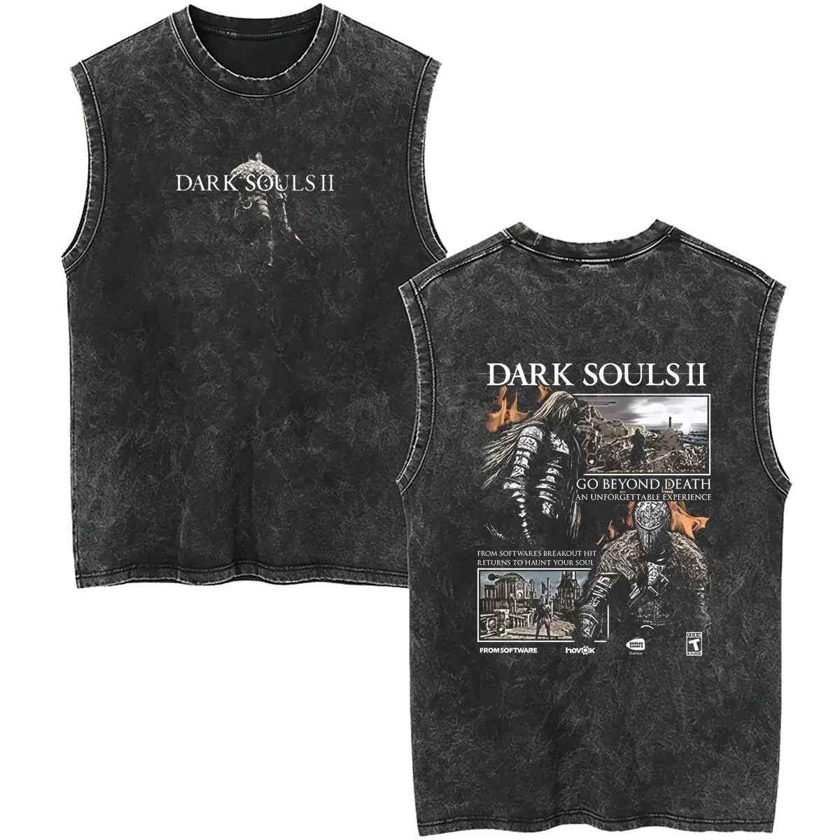 Washed Vintage Game Dark Souls Merch Tank Tops Retro Gothic Rock Sleeveless Vest Male Fashion Punk T