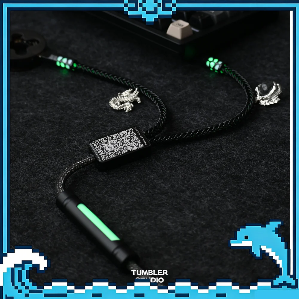Tumbler Studio One-to-Two V2 8K Custom Mechanical Keyboard Aviator Cable One Input Dual Output Coiled Magnetic Switch Cord