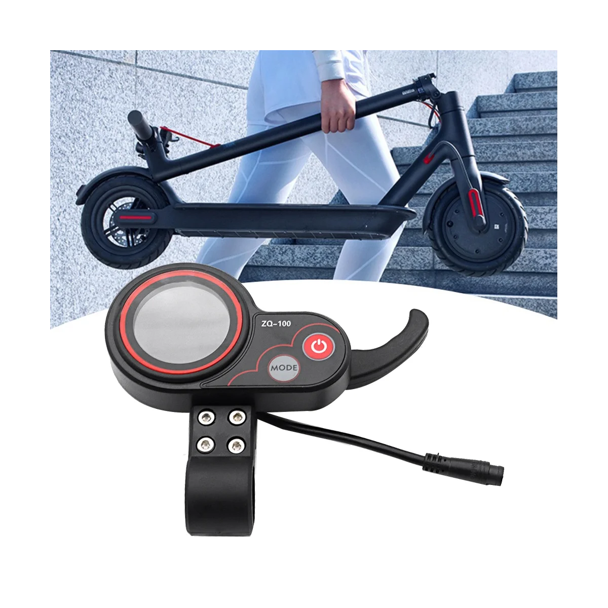 ZQ-100 Mileage Meter Speed Adjustable Electric Scooter Meter 6 Pin Display for Electric Scooter Dashboard Accessories