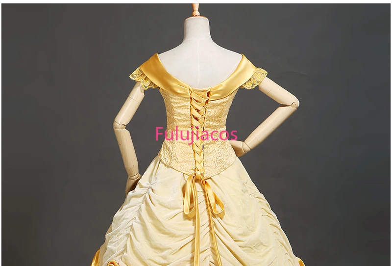 Fulujiacos индивидуальный заказ Белль косплей костюм желтое платье для женщин костюмы на Хэллоуин