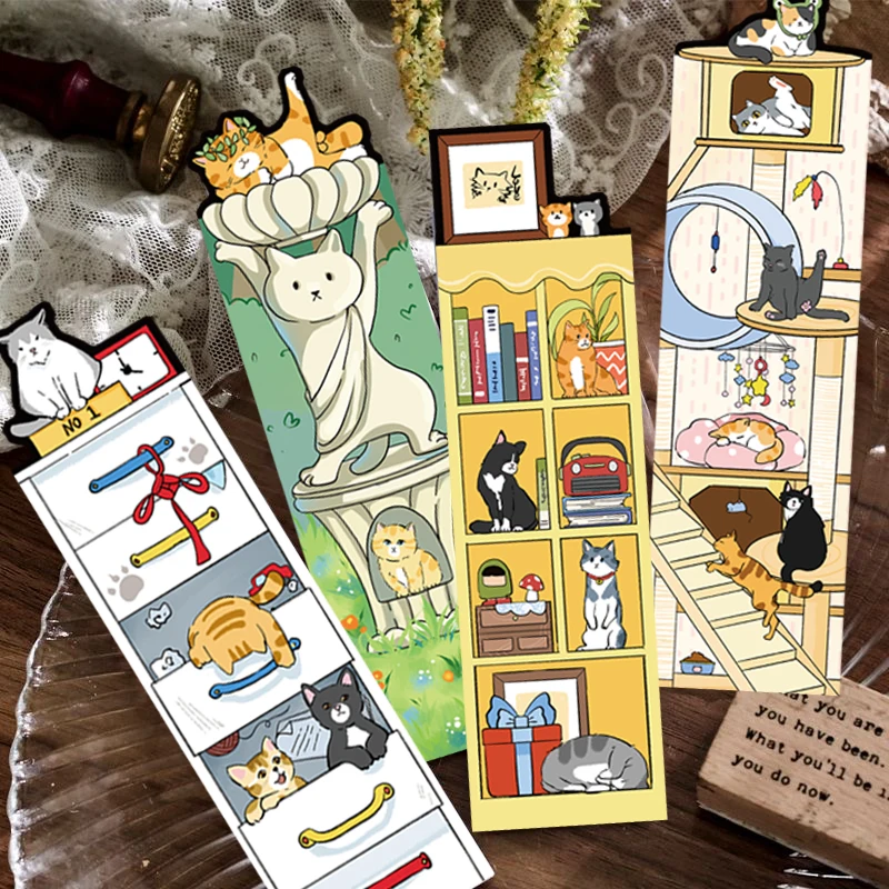 30 Stück lebendige Katzenleben-Lesezeichen, bunte Marker zum Lesen von Buchliebhabern, niedliche Designs, langlebig und einfach zu bedienen