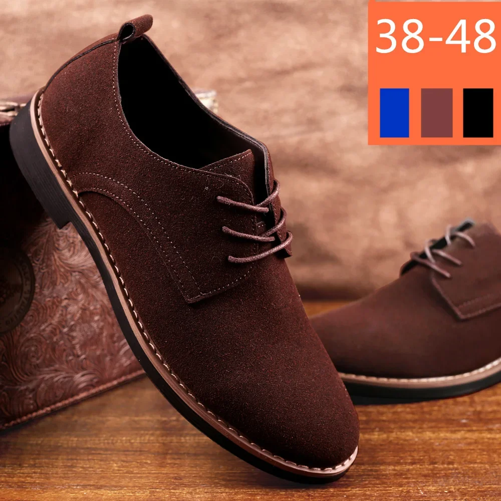 Zapatos de cuero de gamuza Oxford para hombre, zapatillas clásicas informales, Calzado cómodo, zapatos planos de talla grande