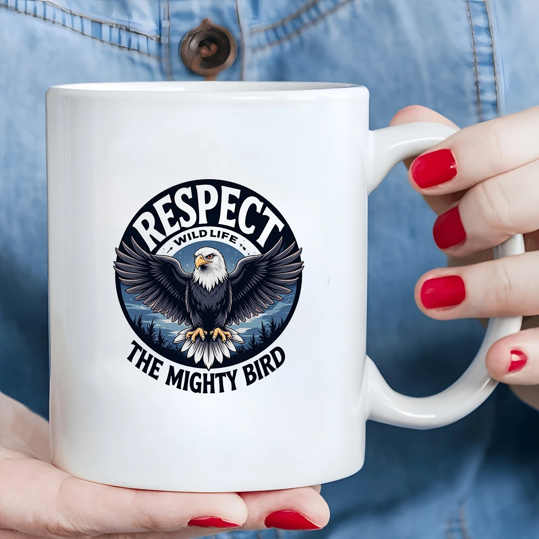 

11oz Cup North American Eagle Cartoon Illustration EcoFriendly Theme Cup Universal Kids Adults Cup Christmas Family Office