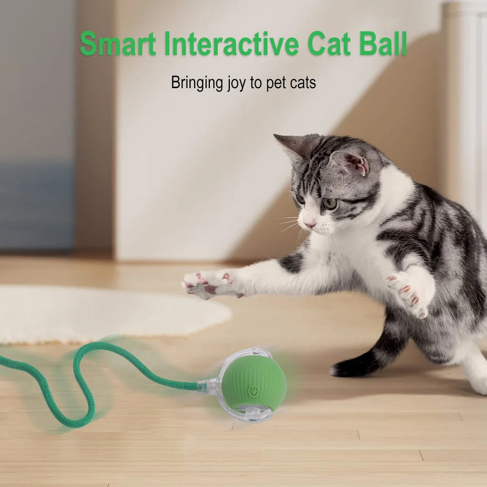 Interactive Cat Toys Ball Auto Electric Rolling Ball Toys for Cats/Kitty Pets Smart Automatic Teaser USB Rechargeable
