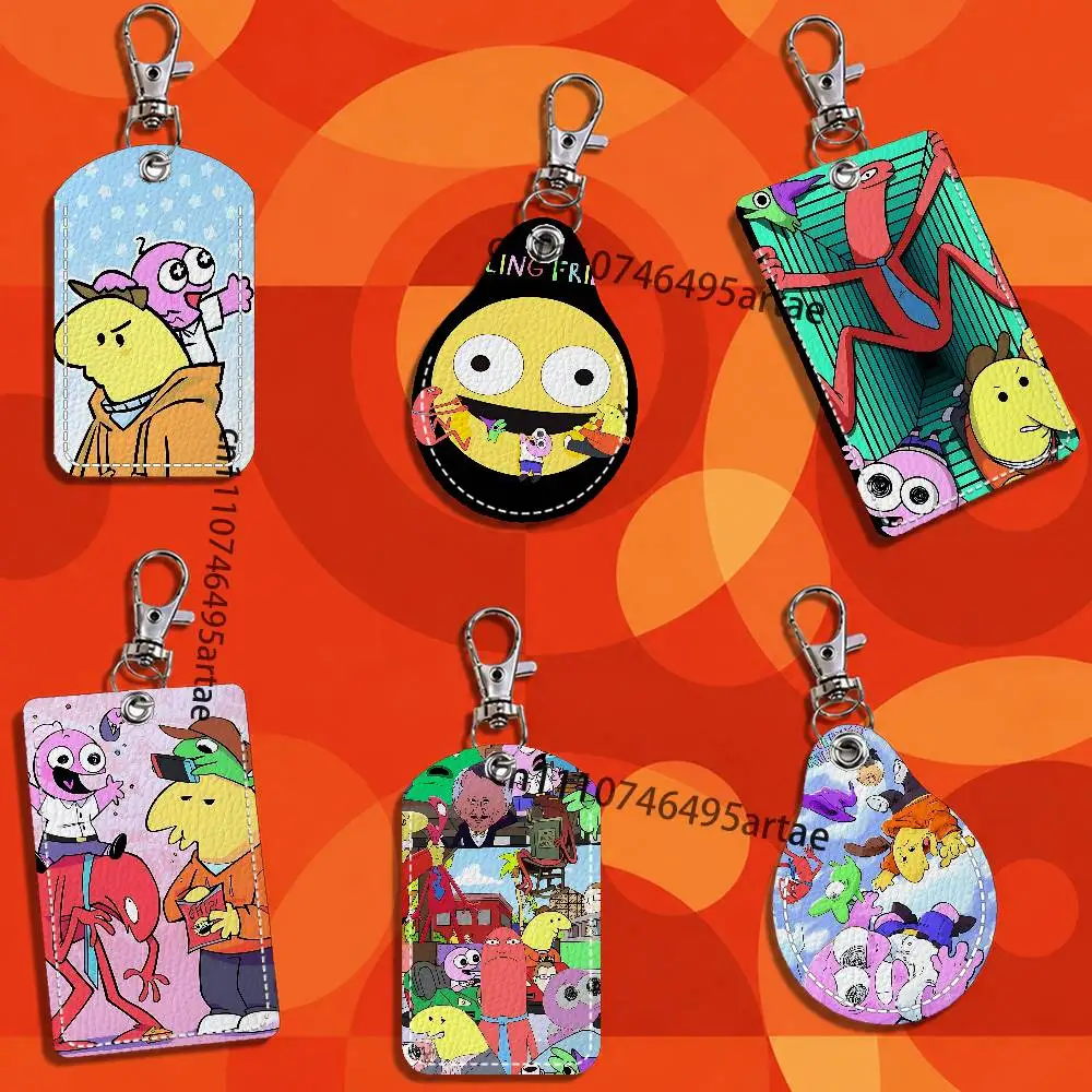 S-Smiling F-Friends Custom Card Case Leather Card Holder Keychain Key Ring Transportation Card Case