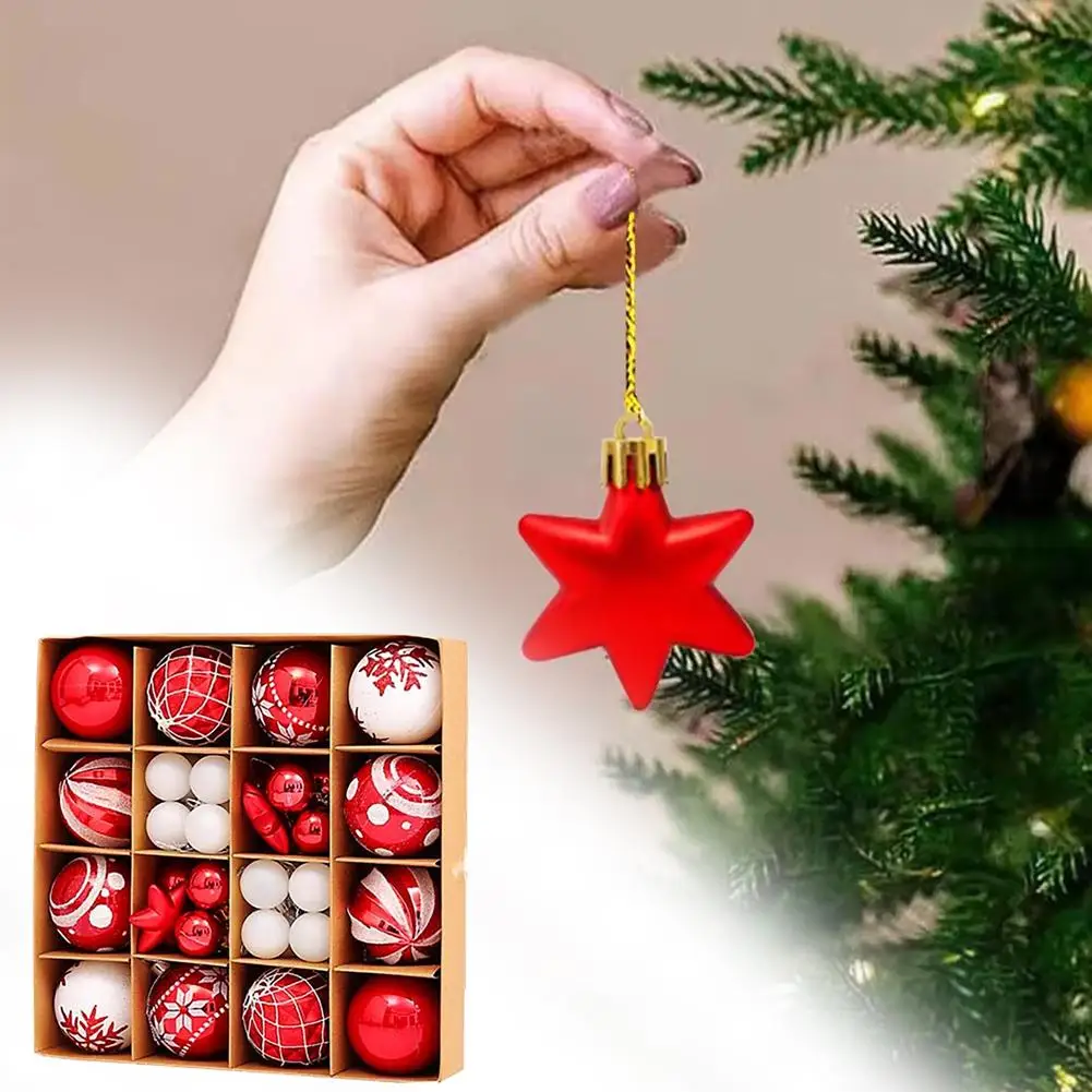 

42 шт. красные, белые рождественские шары 6 см, ПВХ, украшения для рождественской елки, красивые праздничные украшения, подвесные шары, товары для вечеринок