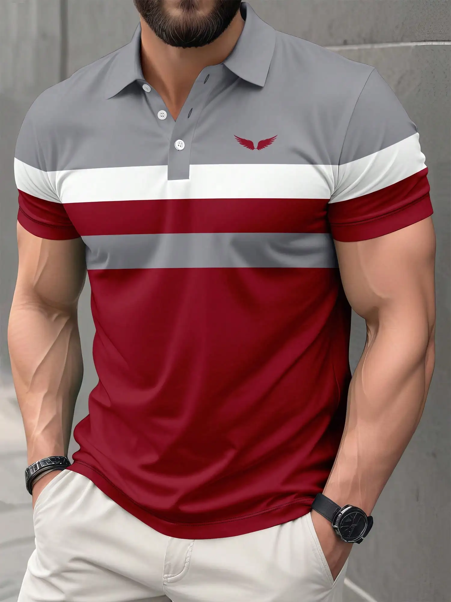 

Men's Colorblock Short Sleeve Polo Shirt - Casual Business Style