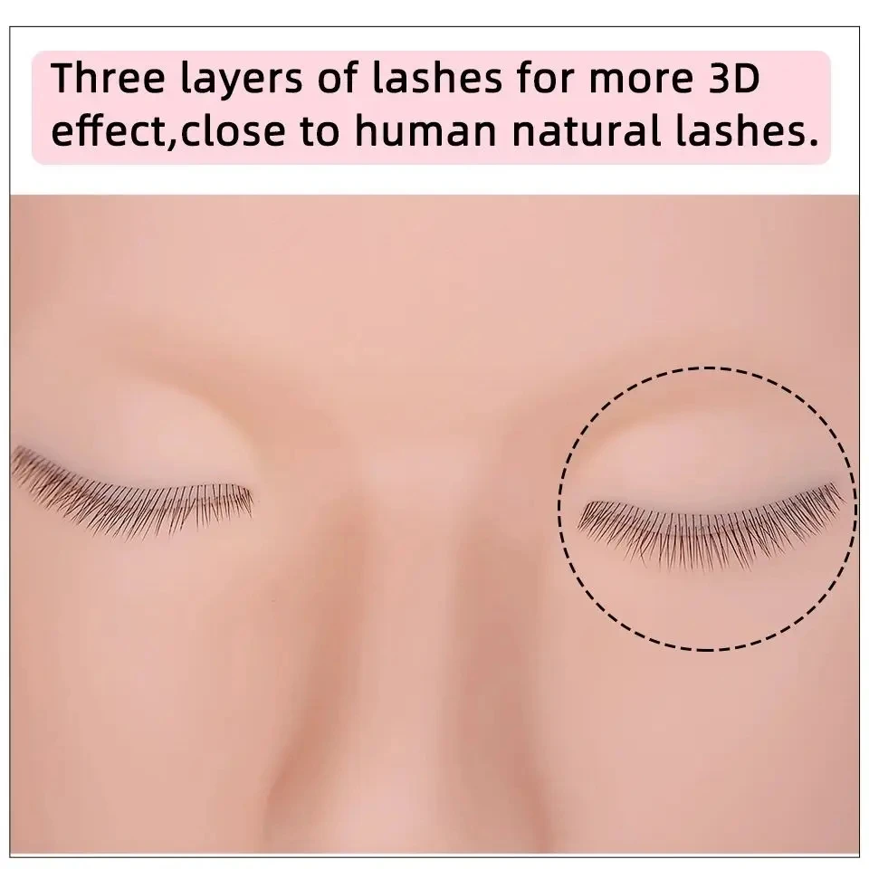 3 Layers Eyelashes Mannequin Head Face For Practice False Eyelash Extensions Grafting Lash Training Tools Makeup Practice Model