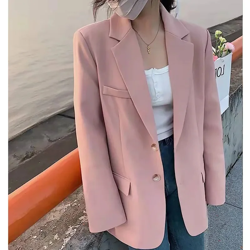 2025 Women High-end Casual Blazer Outwear Spring Autumn Ladies Fashion Solid Color Suit Outwear Korean Female Long Sleeves Coat