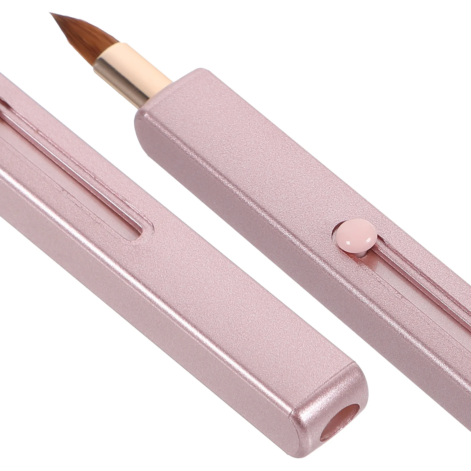 2-delige intrekbare lippenborstel enkele kop grijze glans applicatorborstels roze concealer