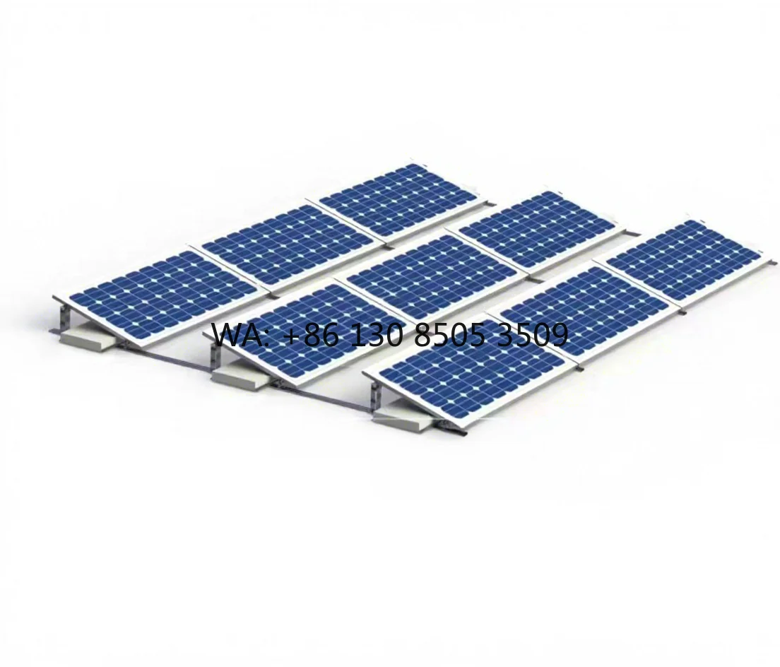 Flat Roof East West Layout Solar Photovoltaic System Panel Mounting Bracket Anodized Natural Silver Ballasted Mounts