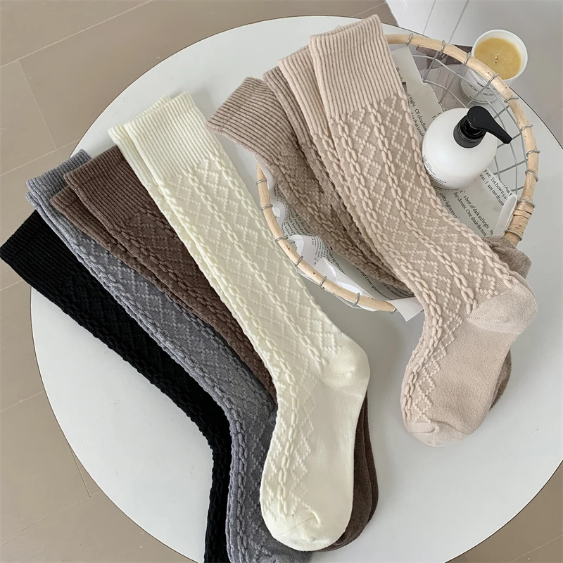 النساء الصوف عالية أنبوب جورب Homewear الكشمير الحرارية النوم رشاقته جوارب دافئة الإناث الوسائط الخريف الشتاء جورب Calcetines #2