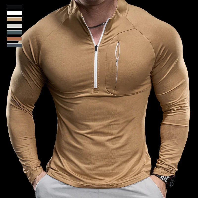 

Gym Fitness Quick Dry Shirt Men Running Sport Long Sleeves T-shirt Trackwear Tee Tops Autumn Male Bodybuilding Training Clothing