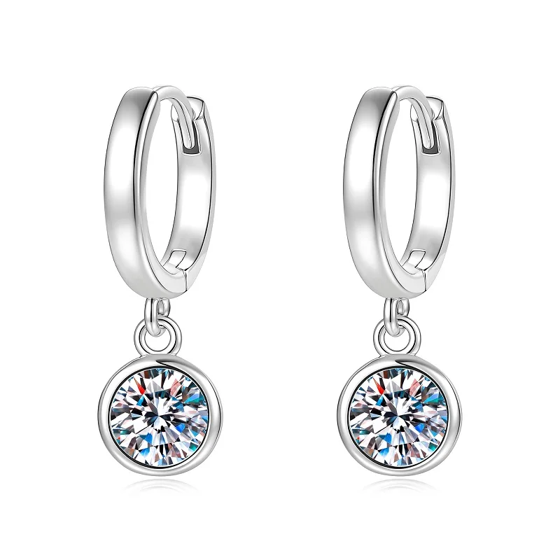 Exquisite Sparkling Moissanite Drop Earrings - 925 Sterling Silver Women's Jewelry Gift for Wedding Engagement Party