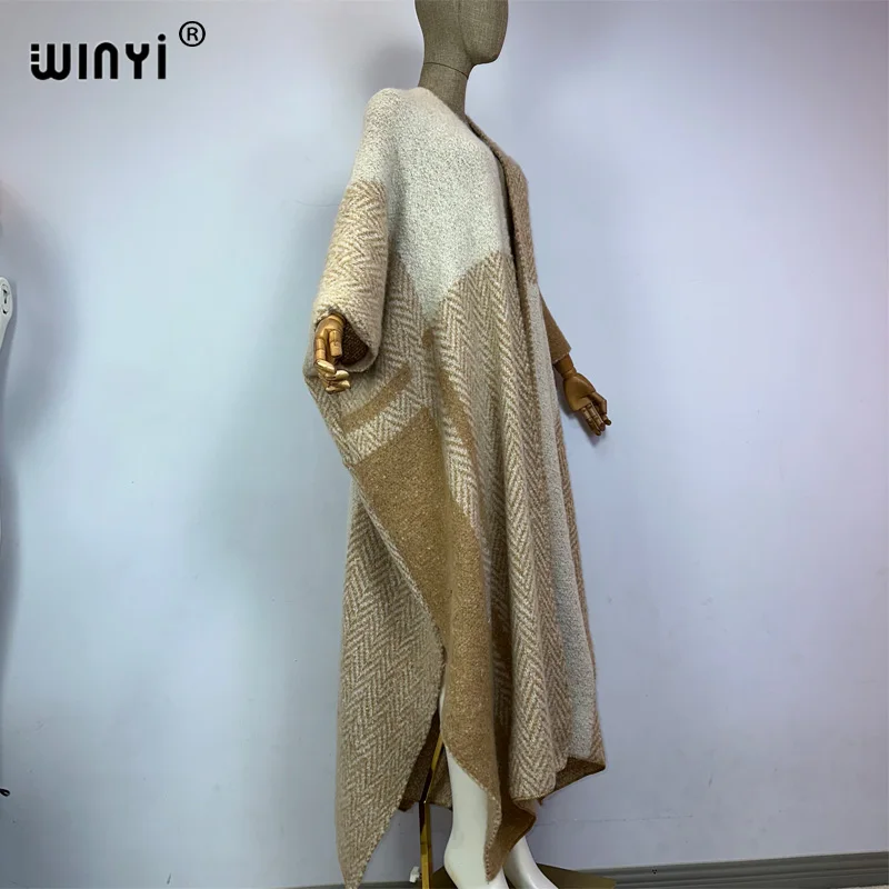 2023 nova winyi inverno feminino vento escuro luxo longo casaco de pele solto grosso quente casacos femininos sobre o topo poncho vestido manto kaftan