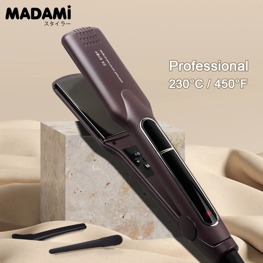 MADAMI Hair Straightener and Curler 230°C Ceramic Coating Floating Plate Quick Heating Hair Flat Iron For Salon Tools 220V-240V