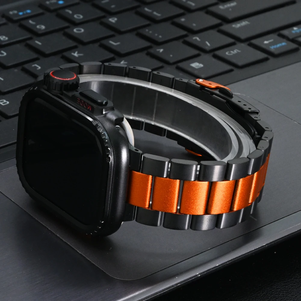 

Men Titanium Luxury Bracelet for Apple Watch Band Ultra 2 49mm 10 46mm Metal Case Business Strap Iwatch 9 8 7 6 5 4 SE 45mm 44mm