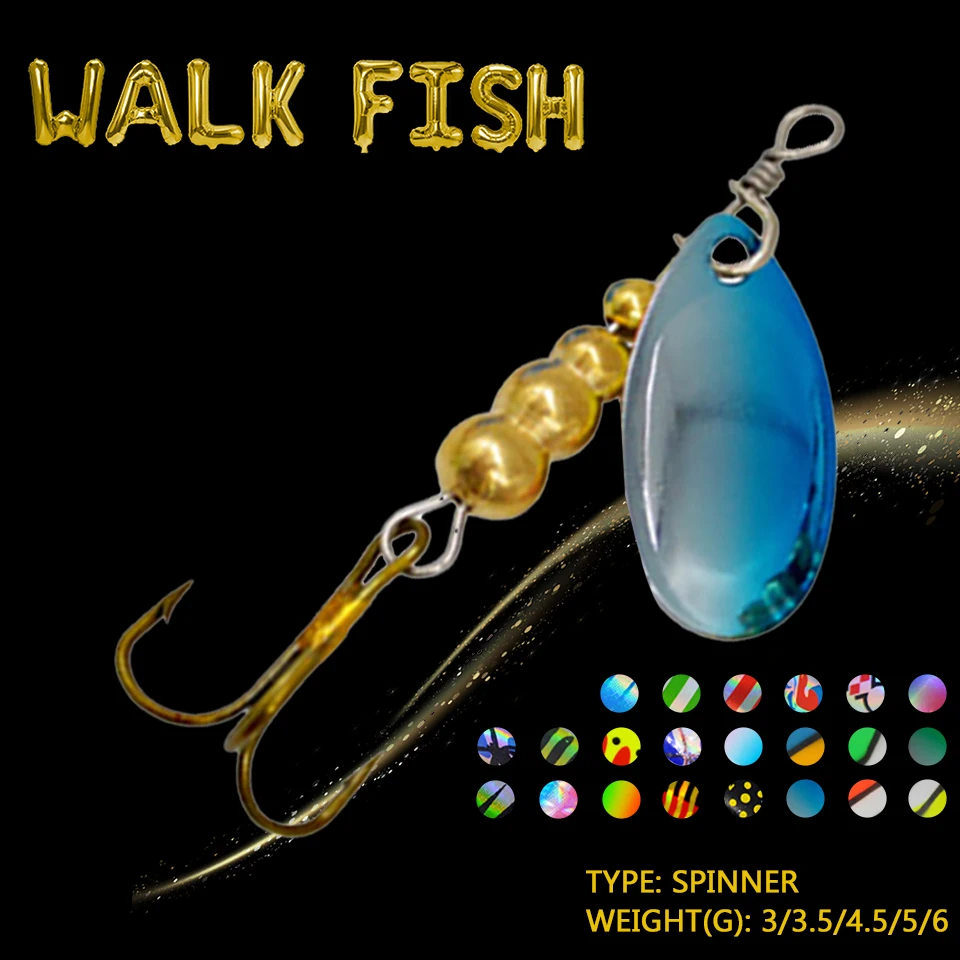 

WALK FISH 5PCS/LOT 3-6g Metal Spinner Hard Bait Fishing Lure Wobblers Fishbaits Treble Hook Swimbait Carp Bass Fishing Tackle