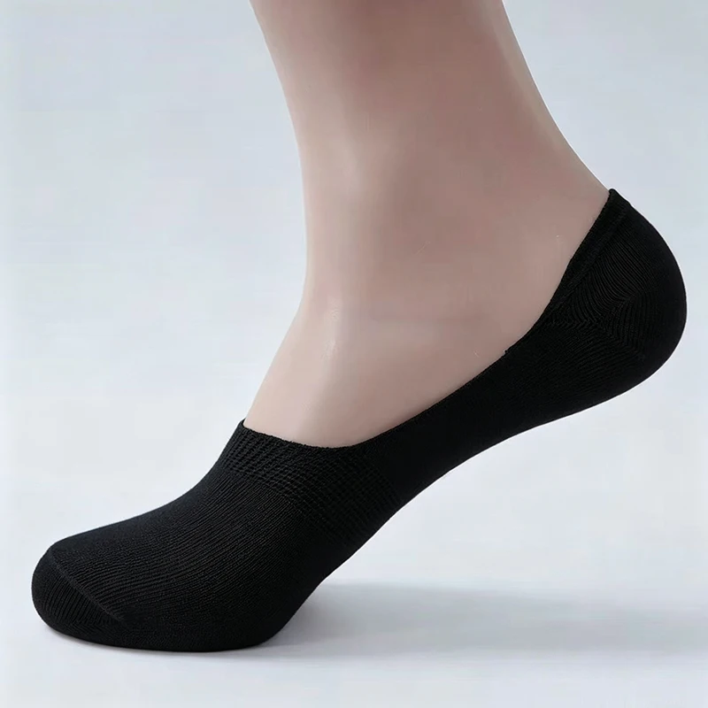 1/5/10 Pairs B&W No Show Socks, Comfort Sweat Wicking Breathable Simple Style, Low Cut Invisible Boat Socks Daily Casual Wear view 4