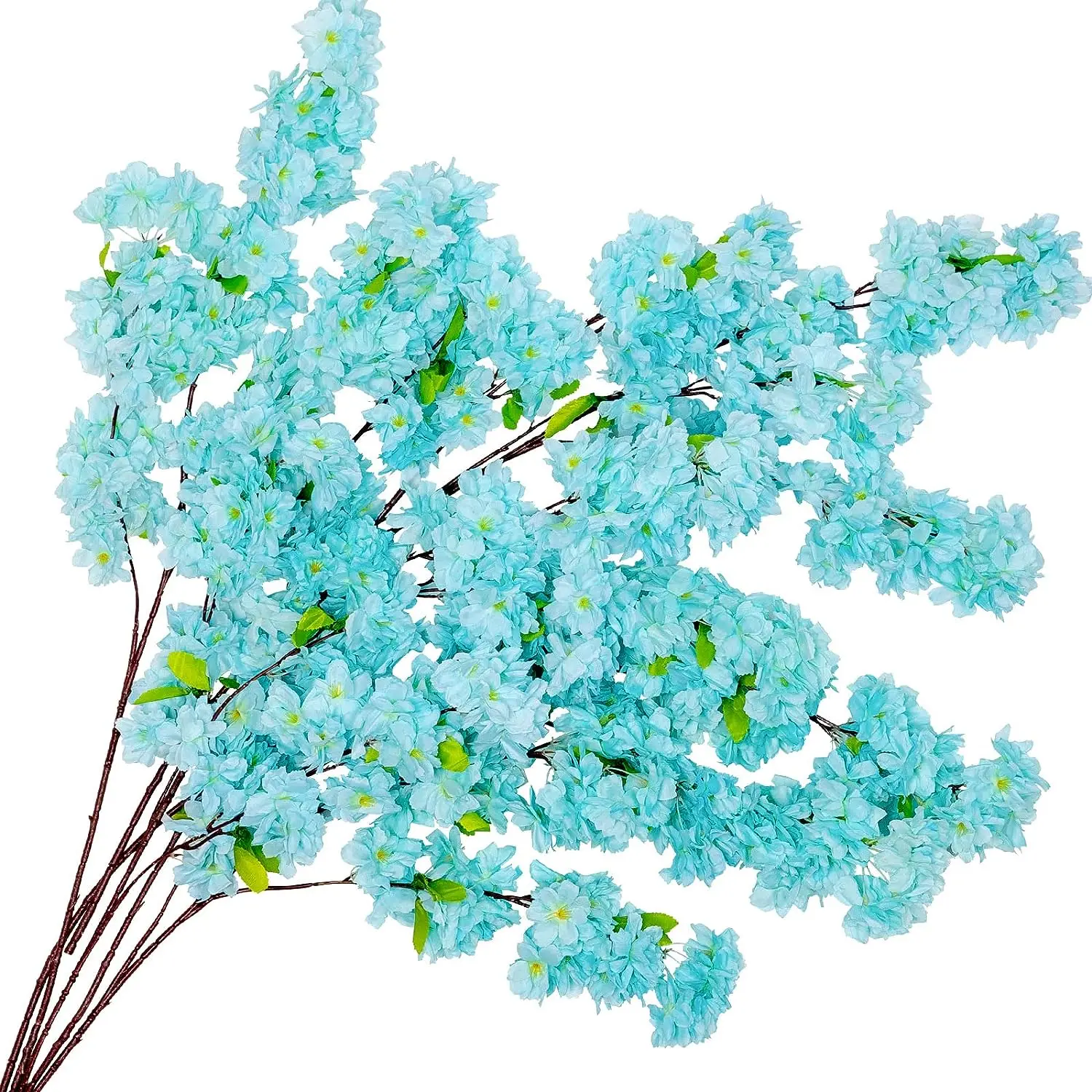 

42 дюйма искусственные цветы вишни шелковые синие ветки вишни поддельные цветы сакуры деревья Декор свадебное украшение дома