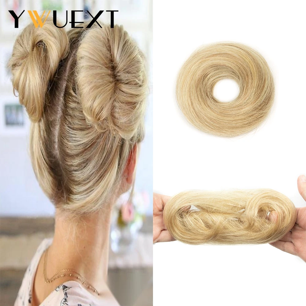 YWUEXT 100% Human Hair Donut Chignon Ponytail Hairpiece Brazilian Hair Pieces Bun For Women Scrunchies Updos