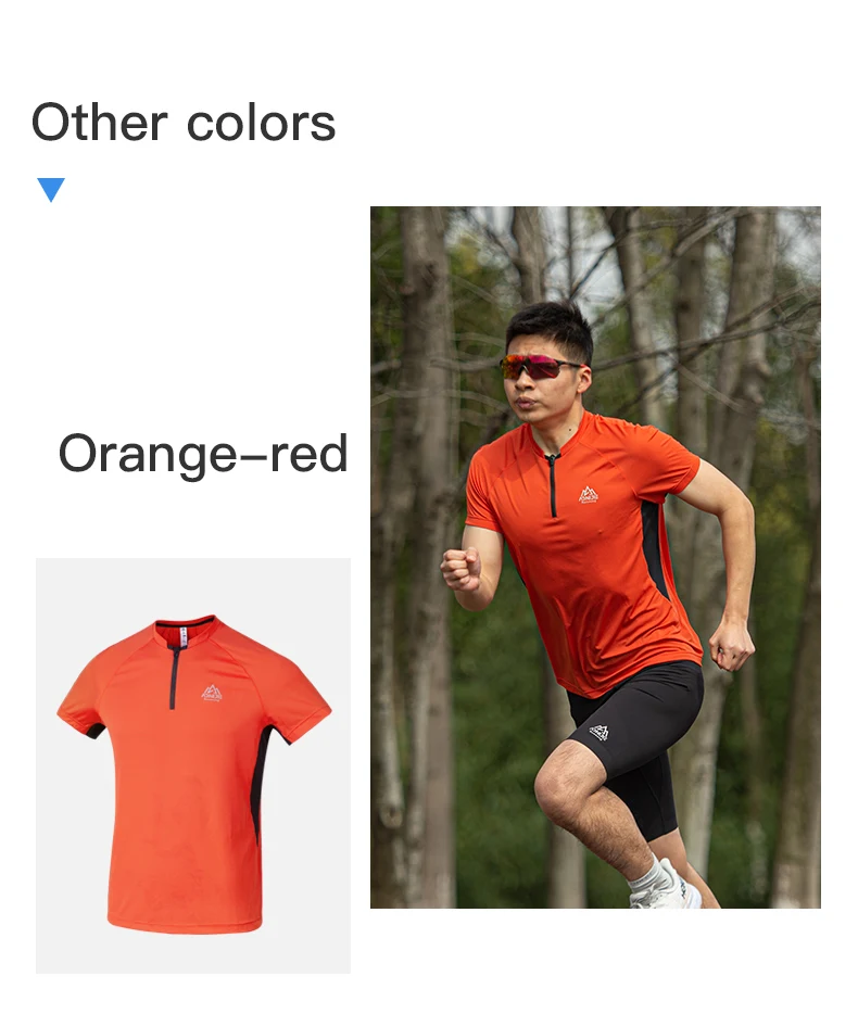 Aonijie fm5158 Mann männlich Sport schnell trocknendes T-Shirt mit Rundhals ausschnitt Reiß verschluss kurze Ärmel atmungsaktive Tops für Fitness-Radfahren – Detail 11