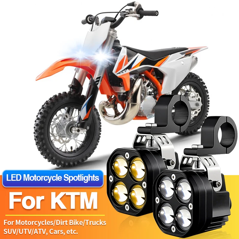 

1 Set LED Motorcycles Headlight 2-Color Fog Light Spotlight Off Road for KTM 250 XC-W TPI/250 Adventure/250 SXF/300 EXC/300 SX