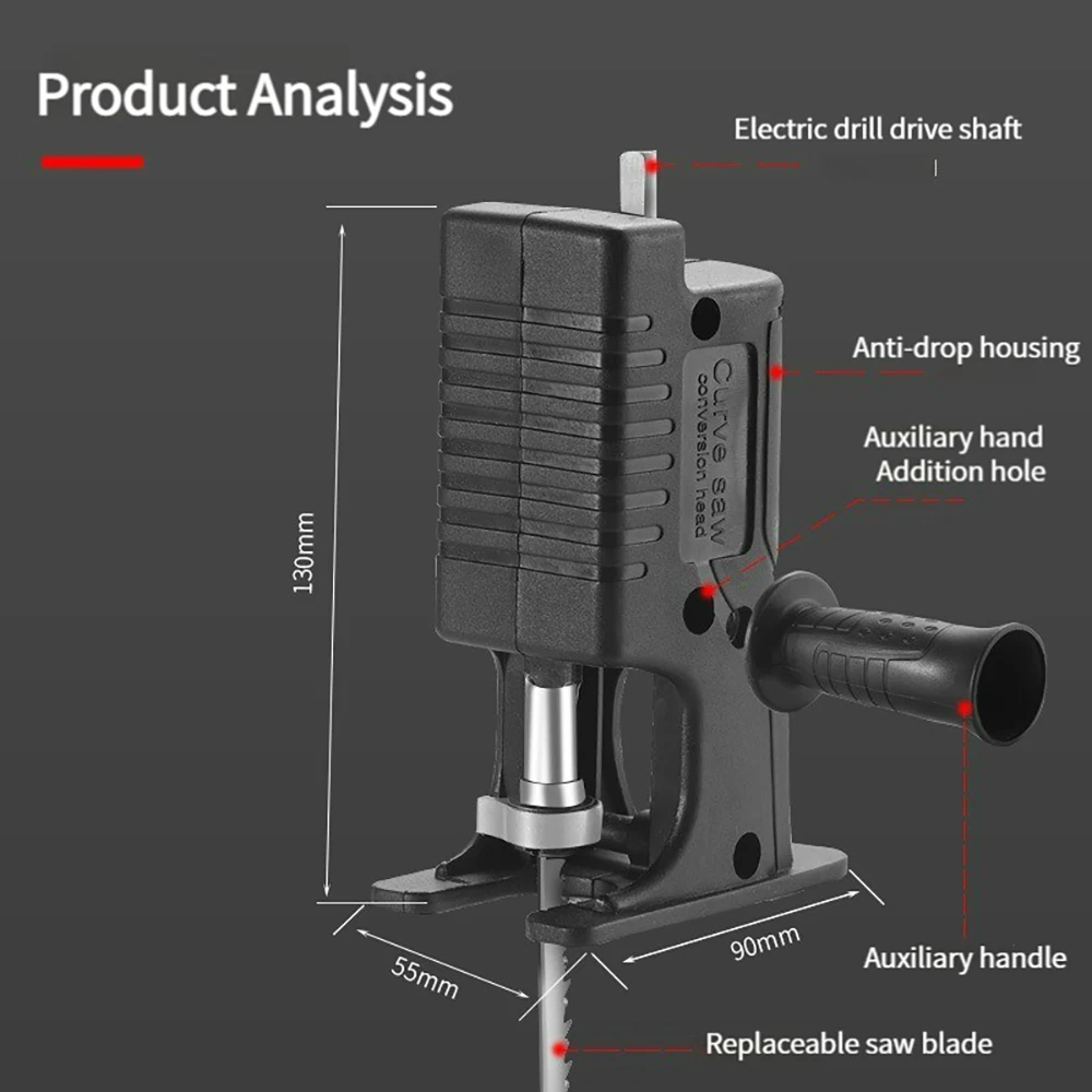 Portable Reciprocating Saw Adapter Electric Drill Modified Electric JigSaw Curve Saw Power Tool for Wood PVC Steel Pipe Cutting