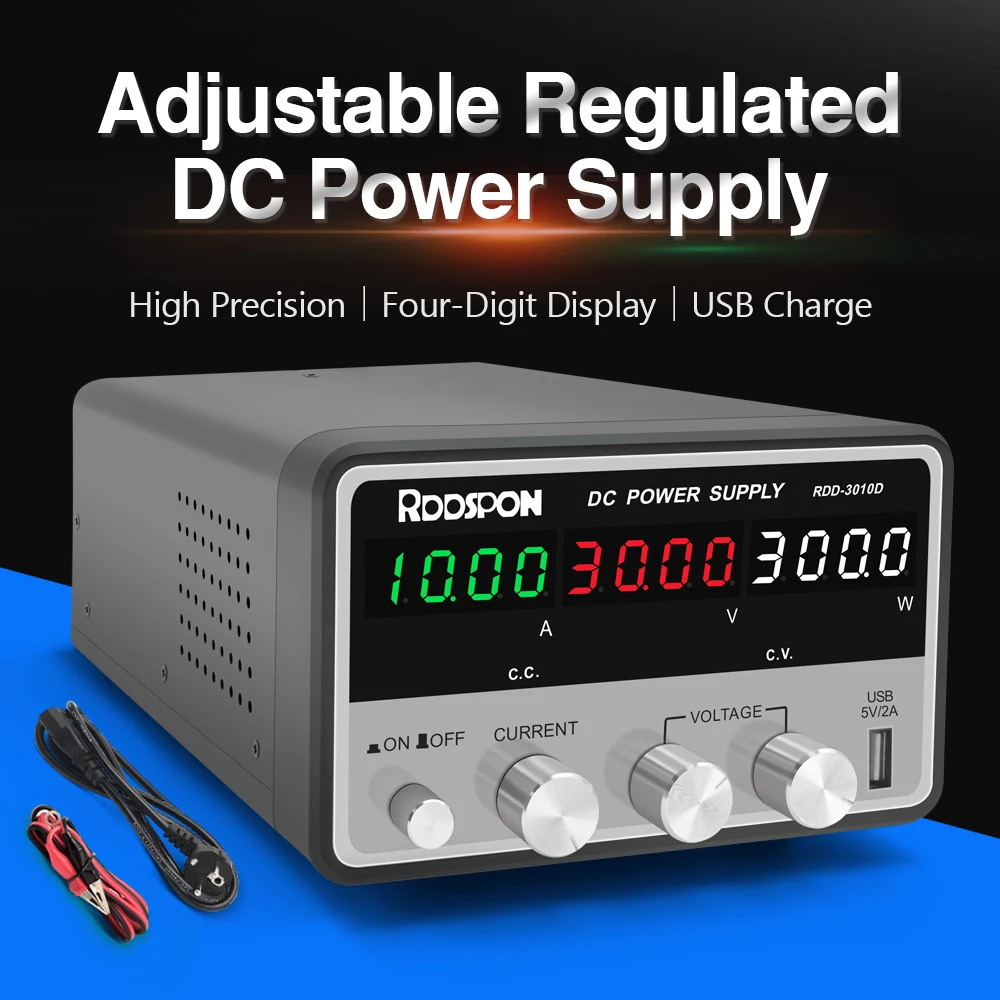 RDDSPON DC Power Supply Adjustable 30V 10A Voltage Regulator For Phone Repair USB Charge Bench Switching Laboratory Power Supply