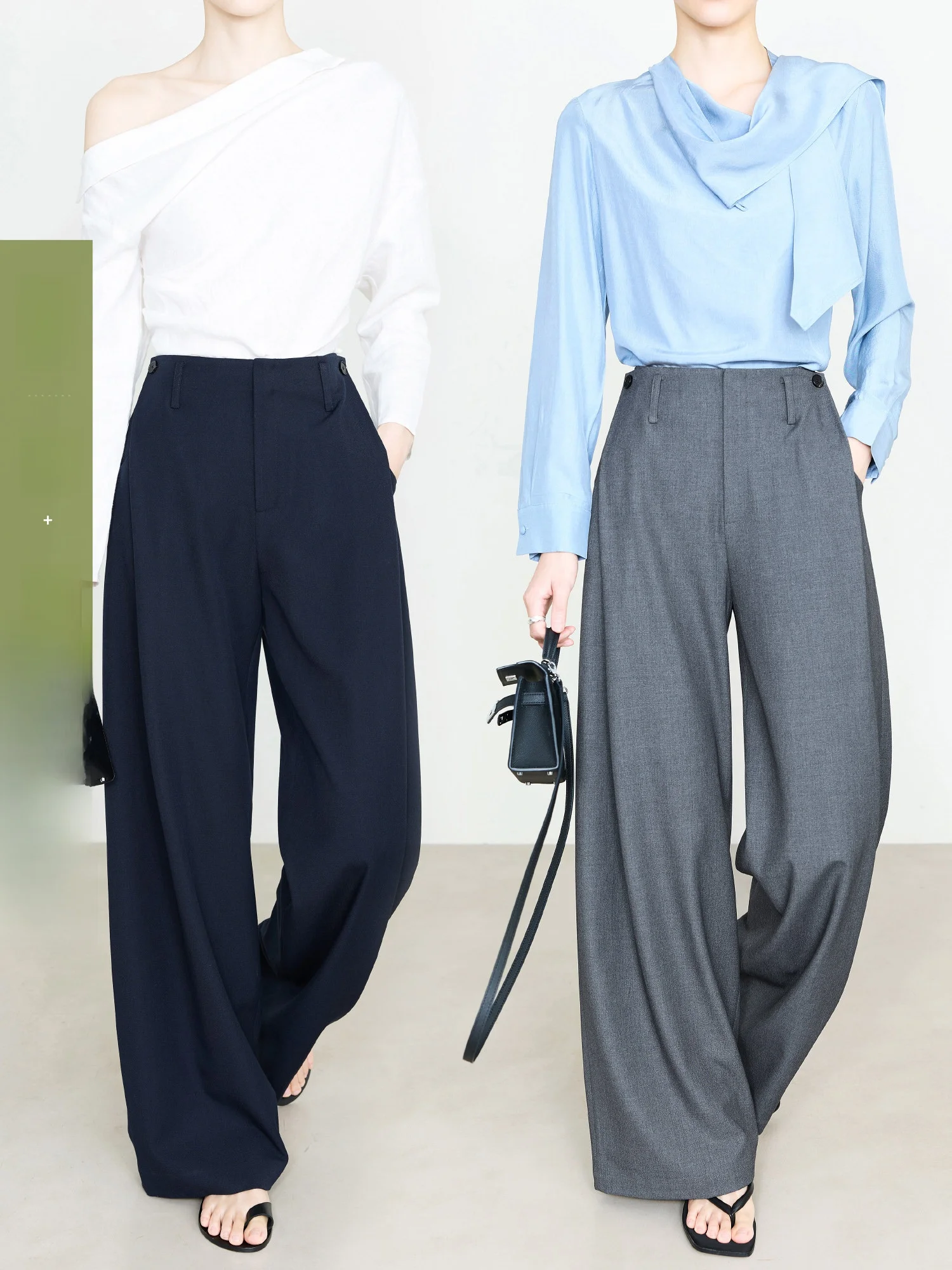

ay Woolen Wide Leg Suit Pants for Women High nce Sle Commute New 2026 Luxury Light Summer Silk Polyester